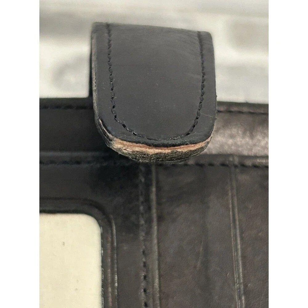 Vintage Coach Black Leather Continental Bifold Wallet KISS-lock Coin Pouch